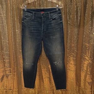 MOTHER | The Stunner | Women’s Dark Wash Distressed Skinny Jeans